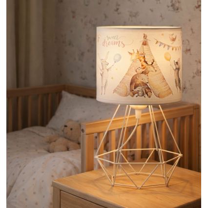 Lampă de masă pentru copii KIDS ROOM 1xE27/60W/230V Ø 18 cm cu animăluțe