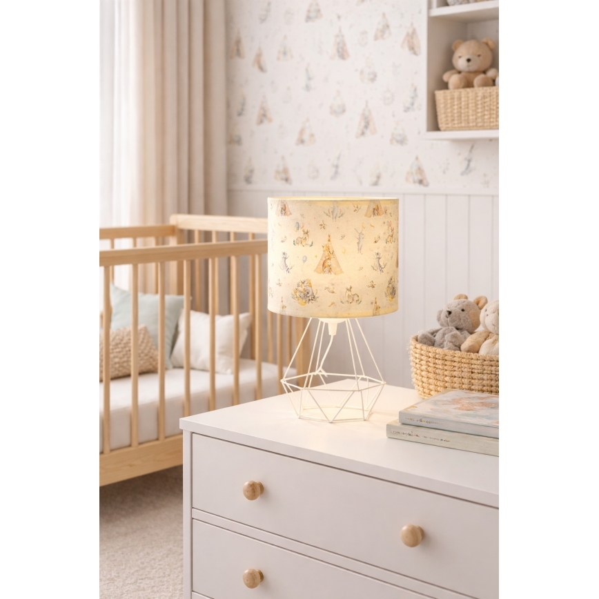 Lampă de masă pentru copii KIDS ROOM, 1xE27/60W/230V, Ø 18 cm, decor cu animale