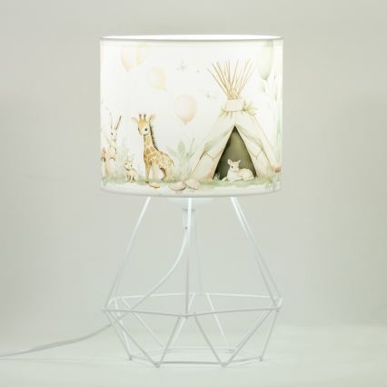 Lampă de masă pentru copii KIDS ROOM, 1xE27/60W/230V, Ø 18 cm, design cu animăluțe