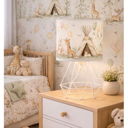 Lampă de masă pentru copii KIDS ROOM, 1xE27/60W/230V, Ø 18 cm, design cu animăluțe