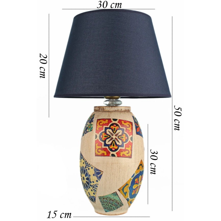 Lampă de masă RAMZES, 1 x E27, 40 W, 230 V, albastru/bej