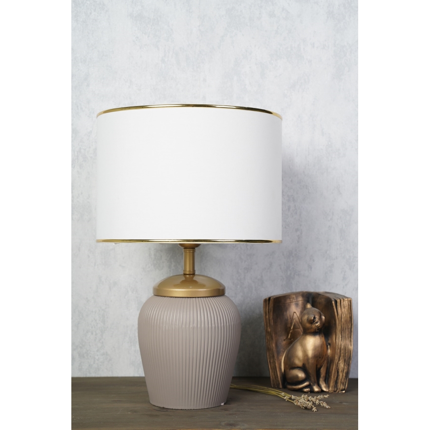 Lampă de masă RAMZES 1xE27/40W/230V alb/bej