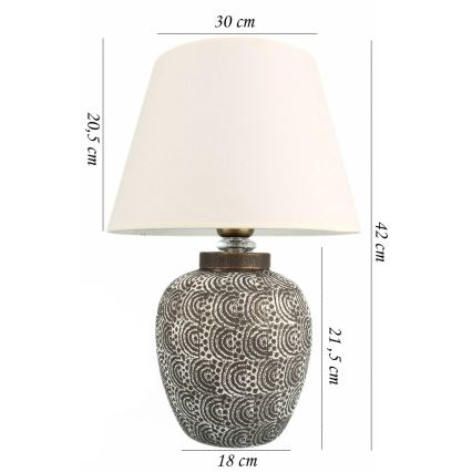 Lampă de masă RAMZES 1xE27/40W/230V alb/gri