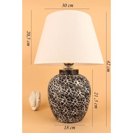 Lampă de masă RAMZES 1xE27/40W/230V, alb/negru