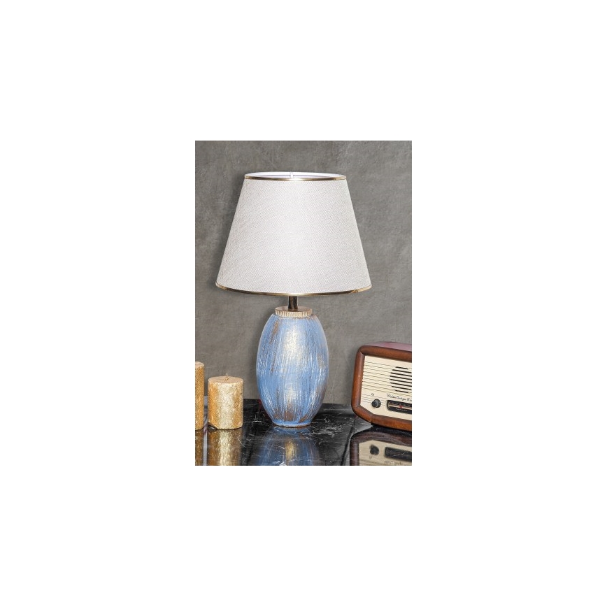 Lampă de masă RAMZES 1xE27/40W/230V crem/albastru