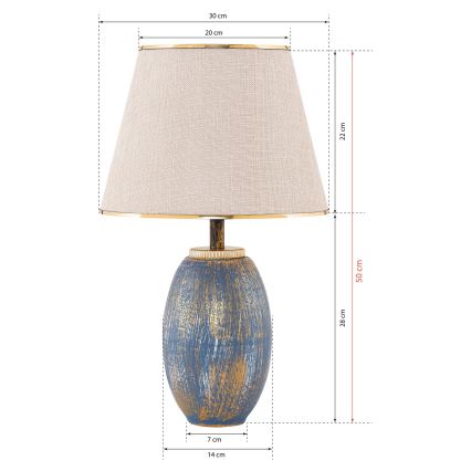 Lampă de masă RAMZES 1xE27/40W/230V crem/albastru