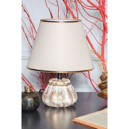 Lampă de masă RAMZES 1xE27/40W/230V crem/auriu