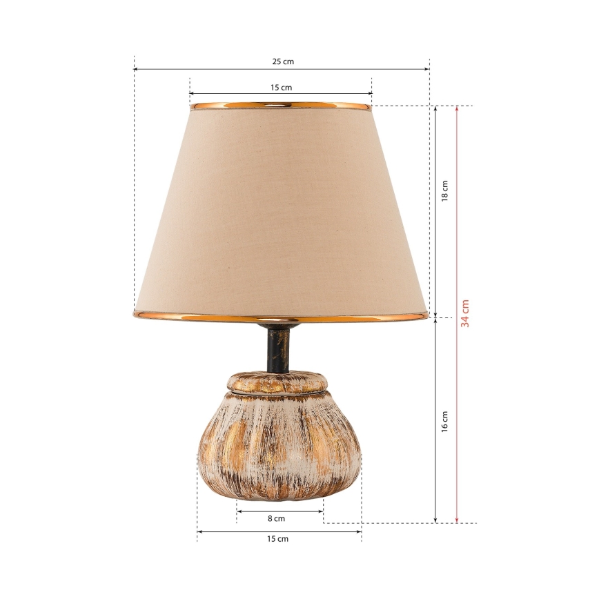 Lampă de masă RAMZES 1xE27/40W/230V crem/auriu