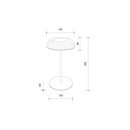 Lampă de masă solară LED VIVIEN, reglabilă, LED/3W/5V 2700K 1600 mAh IP54 albă
