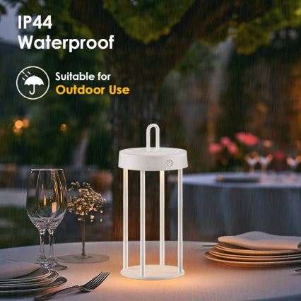 Lampă de masă LED tactilă, dimabilă, reîncărcabilă pentru exterior GENTLE LED/1,5W/3,7V 3000 mAh IP44 albă