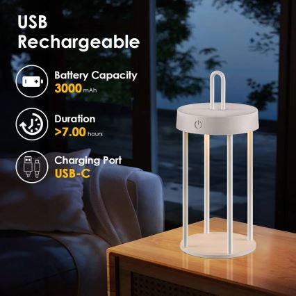 Lampă de masă LED tactilă, dimabilă, reîncărcabilă pentru exterior GENTLE LED/1,5W/3,7V 3000 mAh IP44 albă