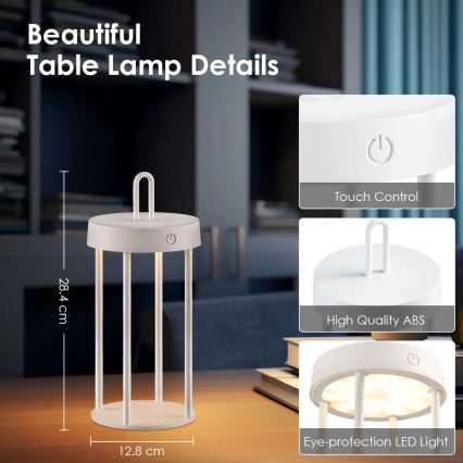 Lampă de masă LED tactilă, dimabilă, reîncărcabilă pentru exterior GENTLE LED/1,5W/3,7V 3000 mAh IP44 albă