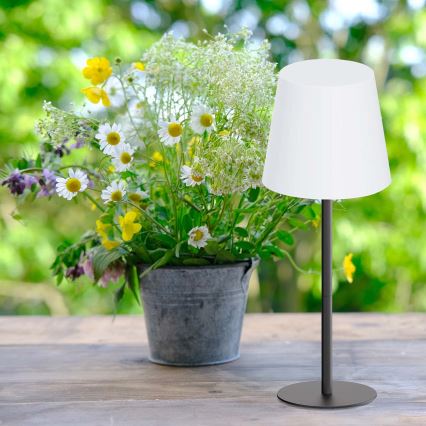 Lampă de masă LED RGBW LUCIA, tactilă, cu reglare a intensității, pentru exterior, LED/2W/5V 1800/2700/6500K 3600 mAh IP44, neagră