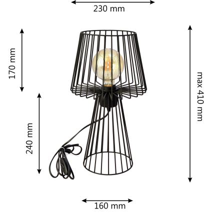 Lampă de masă TORRI 1xE27/15W/230V negru