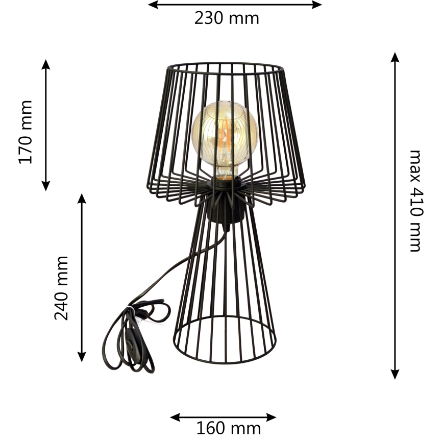 Lampă de masă TORRI 1xE27/15W/230V negru