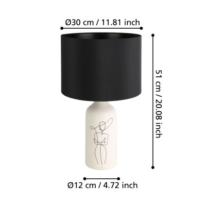 Lampă de masă 1xE27/40W/230V albă/neagră Eglo