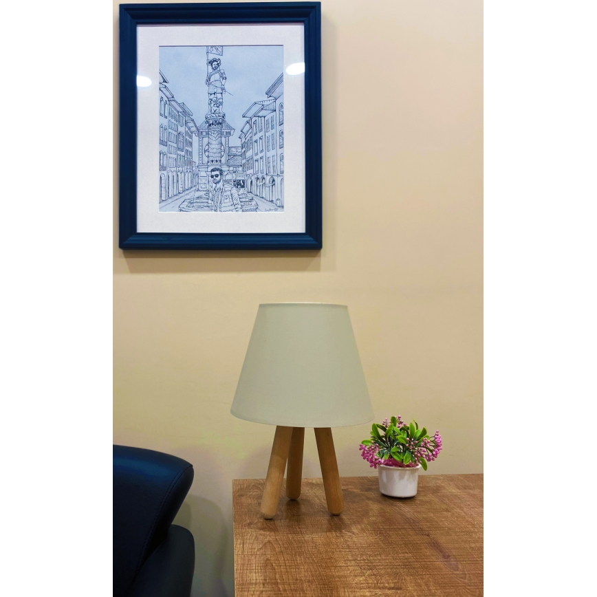 Lampă de masă WOOD 1xE27/60W/230V bej