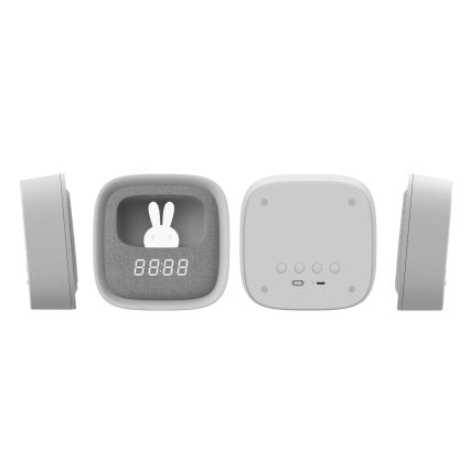 Lampă de noapte LED reglabilă cu ceas deșteptător BUNNY LED/1,2W/5V 3000K