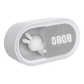Lampă de noapte LED reglabilă cu ceas deșteptător BUNNY LED/1,2W/5V 3000K