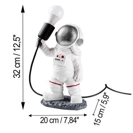 Lampă de noptieră pentru copii ASTRONAUT 1xE27/40W/230V argintie/albă