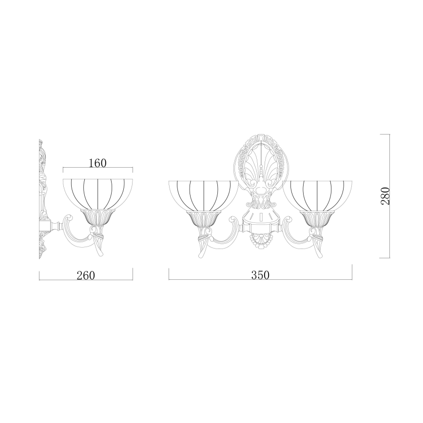Lampă de perete Brilagi CLASSIC 2xE27/60W/230V alamă
