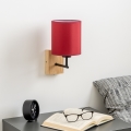 Lampă de perete Brilagi NUBILA WOOD 1xE27/25W/230V stejar/roșu Pompeian