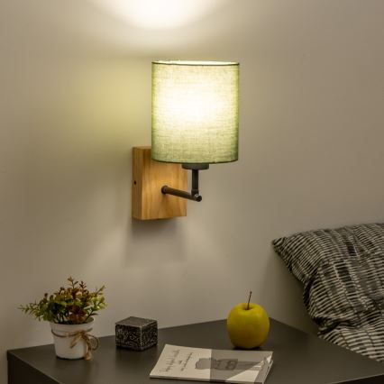 Lampă de perete Brilagi NUBILA WOOD 1xE27/25W/230V stejar/verde