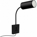 Lampă de perete cu USB PUNTO 1xGU10/9W/230V neagră