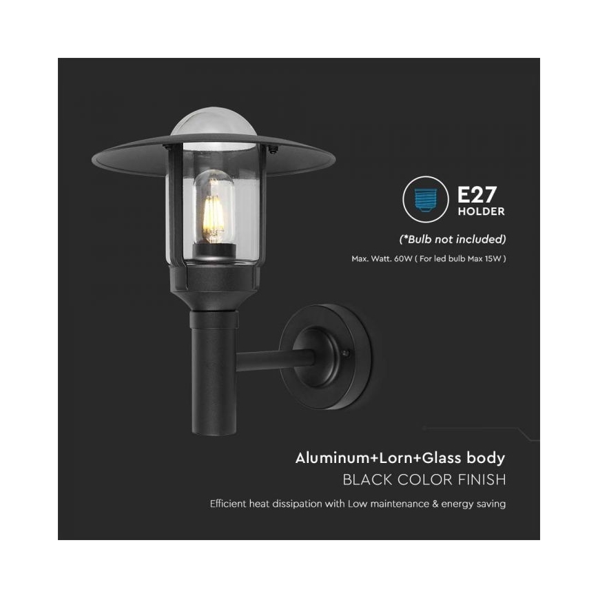 Lampă de perete de exterior 1xE27/60W/230V IP44 negru