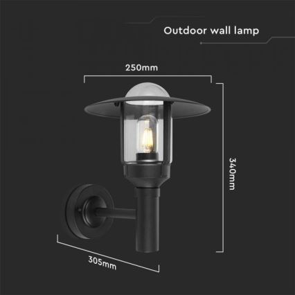 Lampă de perete de exterior 1xE27/60W/230V IP44 negru
