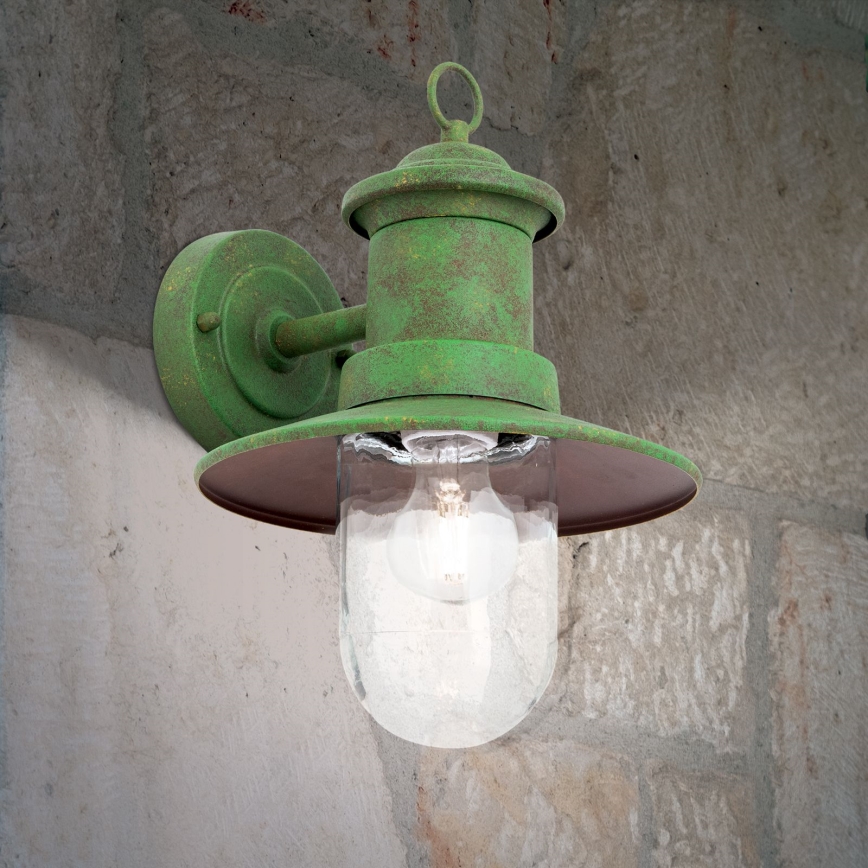 Lampă de perete de exterior LEONIE 1xE27/60W/230V IP44 verde