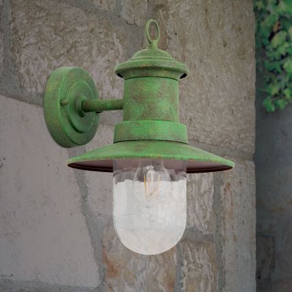 Lampă de perete de exterior LEONIE 1xE27/60W/230V IP44 verde