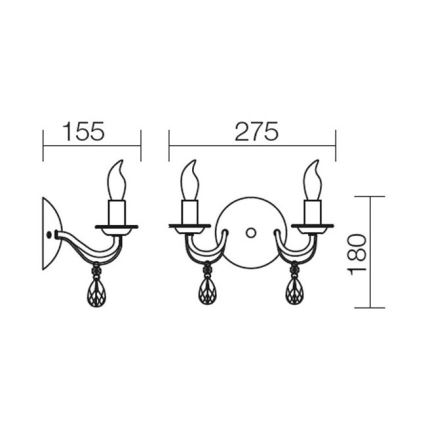 Lampă de perete FABIOLA 2xE14/28W/230V Redo 02-710