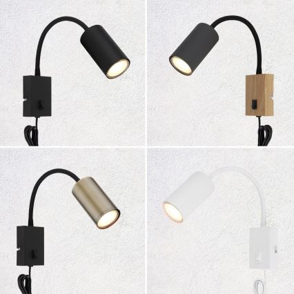 Lampă de perete flexibilă 1xGU10/25W/230V neagră/alamă Globo