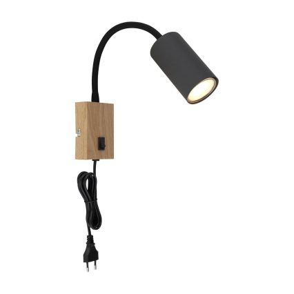 Lampă de perete flexibilă 1xGU10/25W/230V neagră/maro Globo