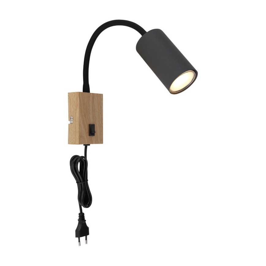 Lampă de perete flexibilă 1xGU10/25W/230V neagră/maro Globo