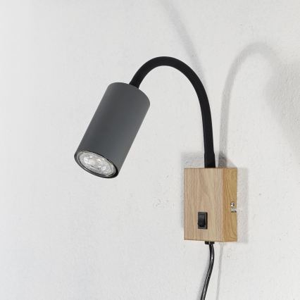 Lampă de perete flexibilă 1xGU10/25W/230V neagră/maro Globo