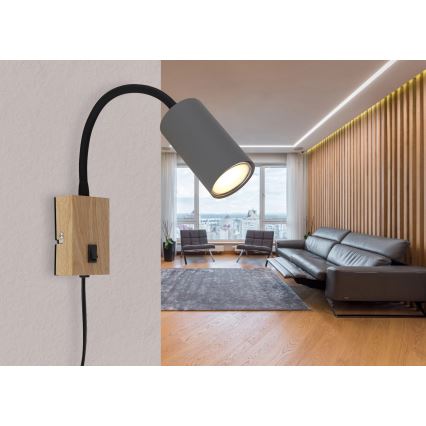 Lampă de perete flexibilă 1xGU10/25W/230V neagră/maro Globo