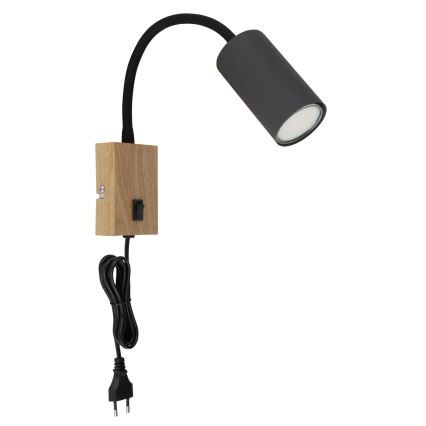 Lampă de perete flexibilă 1xGU10/25W/230V neagră/maro Globo
