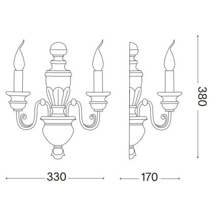 Lampă de perete Ideal Lux FIRENZE 2xE14/40W/230V alb/auriu