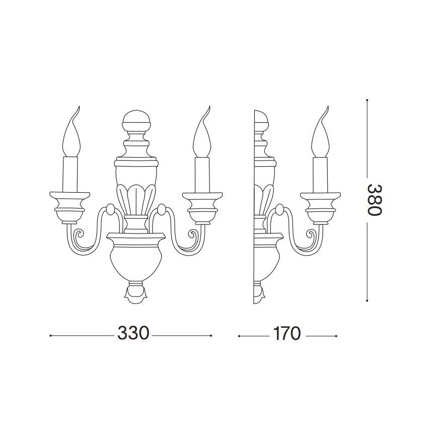 Lampă de perete Ideal Lux FIRENZE 2xE14/40W/230V alb/auriu