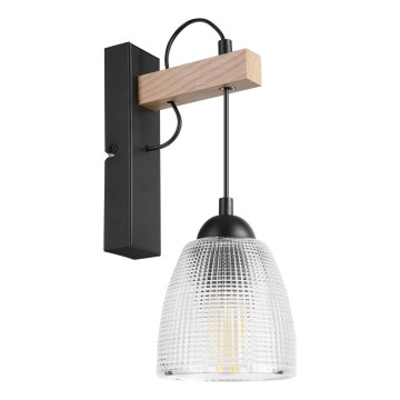 Lampă de perete LEANDRA 1xE27/15W/230V stejar/negru