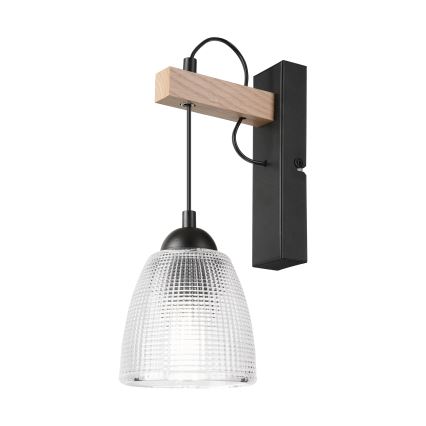 Lampă de perete LEANDRA 1xE27/15W/230V stejar/negru