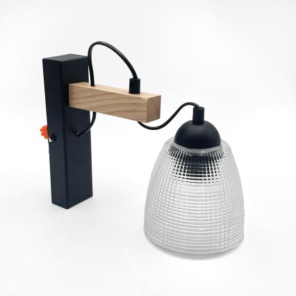 Lampă de perete LEANDRA 1xE27/15W/230V stejar/negru