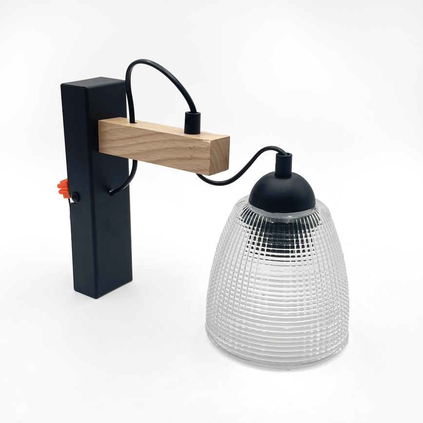 Lampă de perete LEANDRA 1xE27/15W/230V stejar/negru