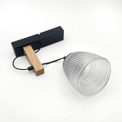 Lampă de perete LEANDRA 1xE27/15W/230V stejar/negru