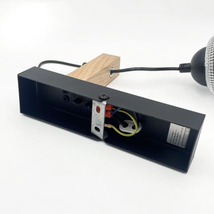 Lampă de perete LEANDRA 1xE27/15W/230V stejar/negru