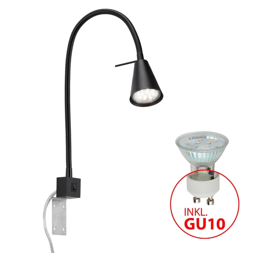 Briloner 2080-015 - Lampă LED de perete flexibilă COMFORT LIGHT 1xGU10/5W/230V neagră
