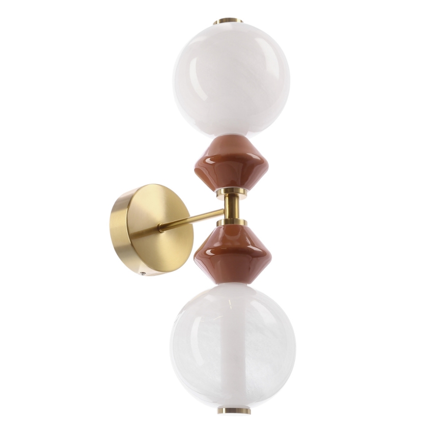 Lampă de perete LED FLORES 2xLED/5W/230V auriu/maro