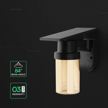 Lampă solară de perete cu LED 3,7V 2700/3200/5000K IP54 1800 mAh negru/bej fumuriu + cu telecomandă